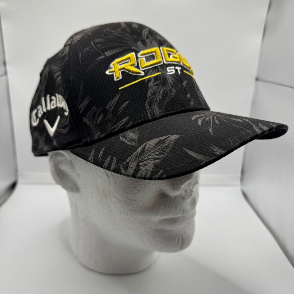 Callaway Rogue ST Golf Hat Black Tropical Palm Snapback Chrome Soft Apex Hat